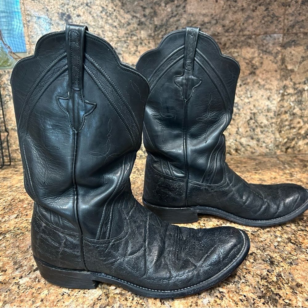 Men's Vintage Black Elephant Cowboy Boots - Picture 6 of 16